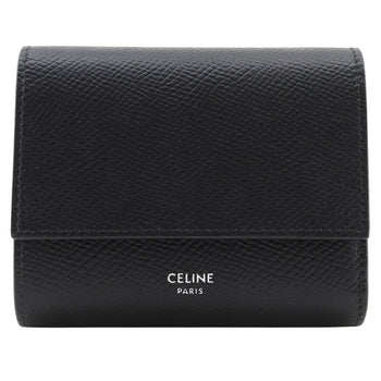 Celine Tri-Fold Wallet 10B573Bel Leather Black Small Trifold Wallet Unisex(Unisex)