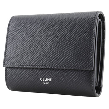 Celine Tri-Fold Wallet 10B573Bel Leather Black Small Trifold Wallet Unisex(Unisex)