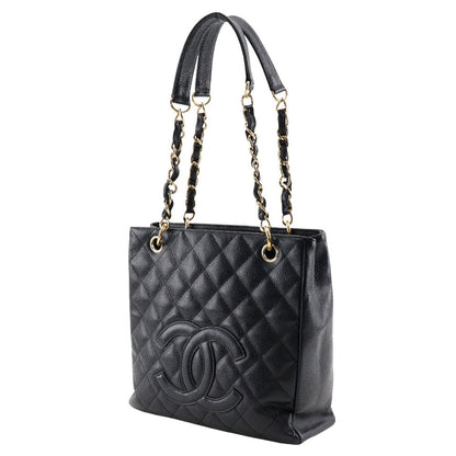 Chanel Shoulder Bag A20994 Caviar Skin Black Matrasse Pst Chain Tote Women