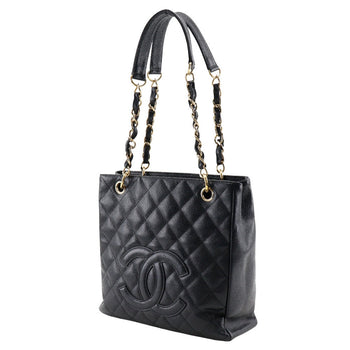 Chanel Shoulder Bag A20994 Caviar Skin Black Matrasse Pst Chain Tote Women