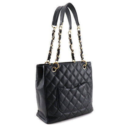 Chanel Shoulder Bag A20994 Caviar Skin Black Matrasse Pst Chain Tote Women