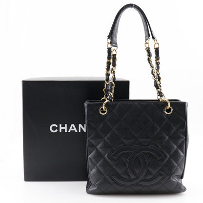 Chanel Shoulder Bag A20994 Caviar Skin Black Matrasse Pst Chain Tote Women
