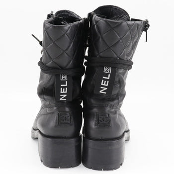 Chanel Boots Leather Black Sports Line Women 35