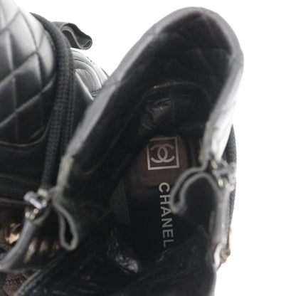Chanel Boots Leather Black Sports Line Women 35