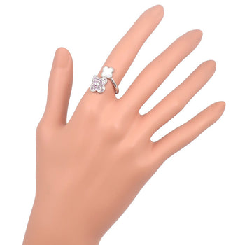Jewelry Ring Pt900Platinum, Diamond, Pearl Silver, Pink Clover Alicia Women
