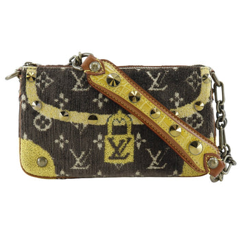 Louis Vuitton Shoulder Bag M92710 Velvet, Leather Brown Accessory Pouch Studs Trompe L'Oeil