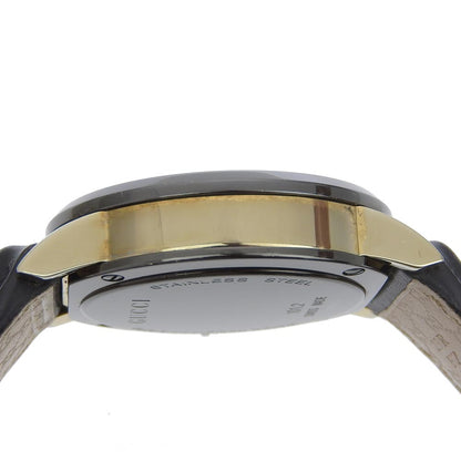 Gucci Watches Quartz 101.2 Stainless Steel , Embossed Leather Black G Chrono Black Dial Mens