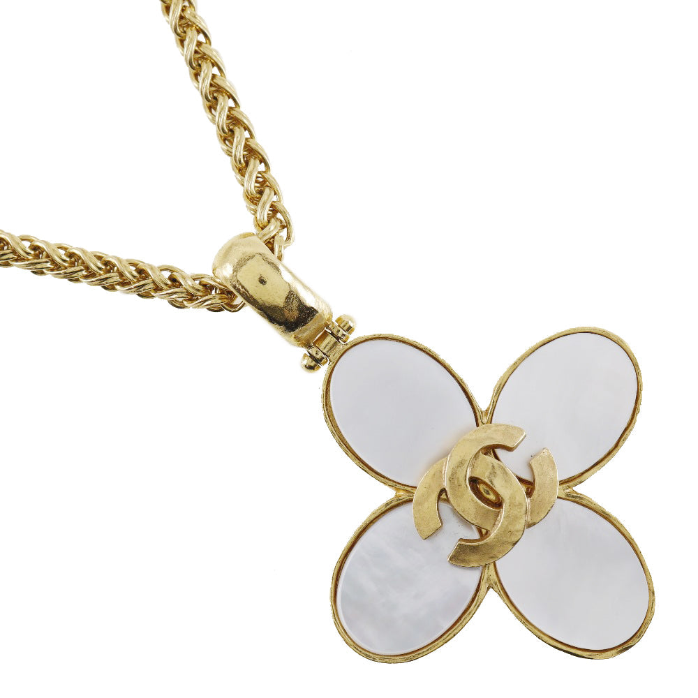 Chanel Necklace Plated Gold, Shell Gold Vintage Flour Coco Mark Women