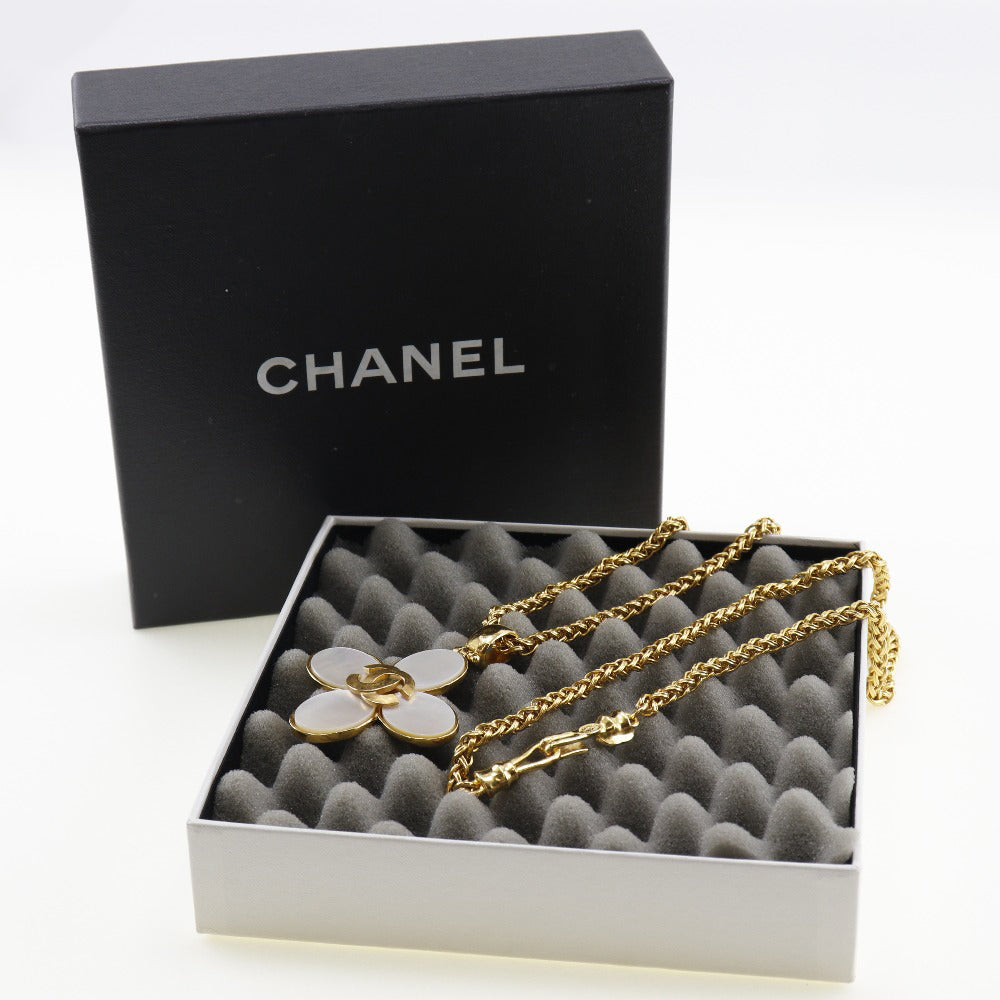 Chanel Necklace Plated Gold, Shell Gold Vintage Flour Coco Mark Women