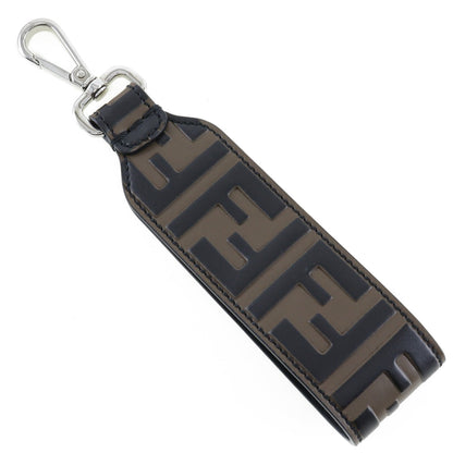 Fendi Charm Leather Brown Key Ring Ff Logo Women(Unisex)