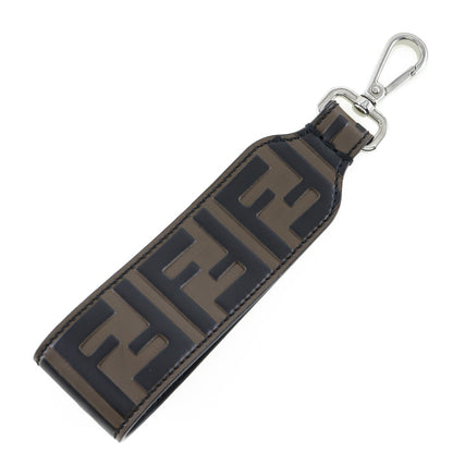 Fendi Charm Leather Brown Key Ring Ff Logo Women(Unisex)