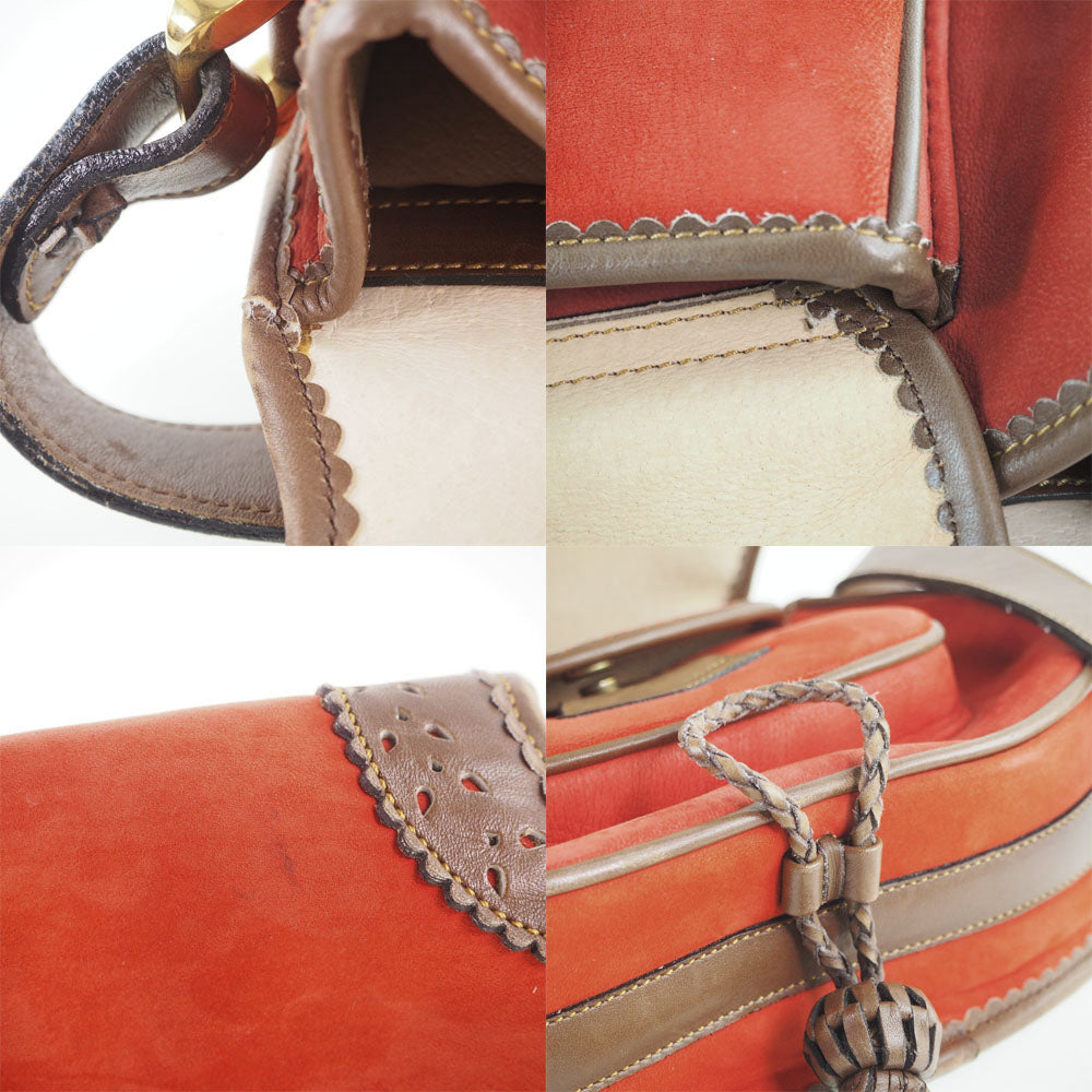 Loewe Shoulder Bag Suede, Leather Orange Anagram Seville Collection Women