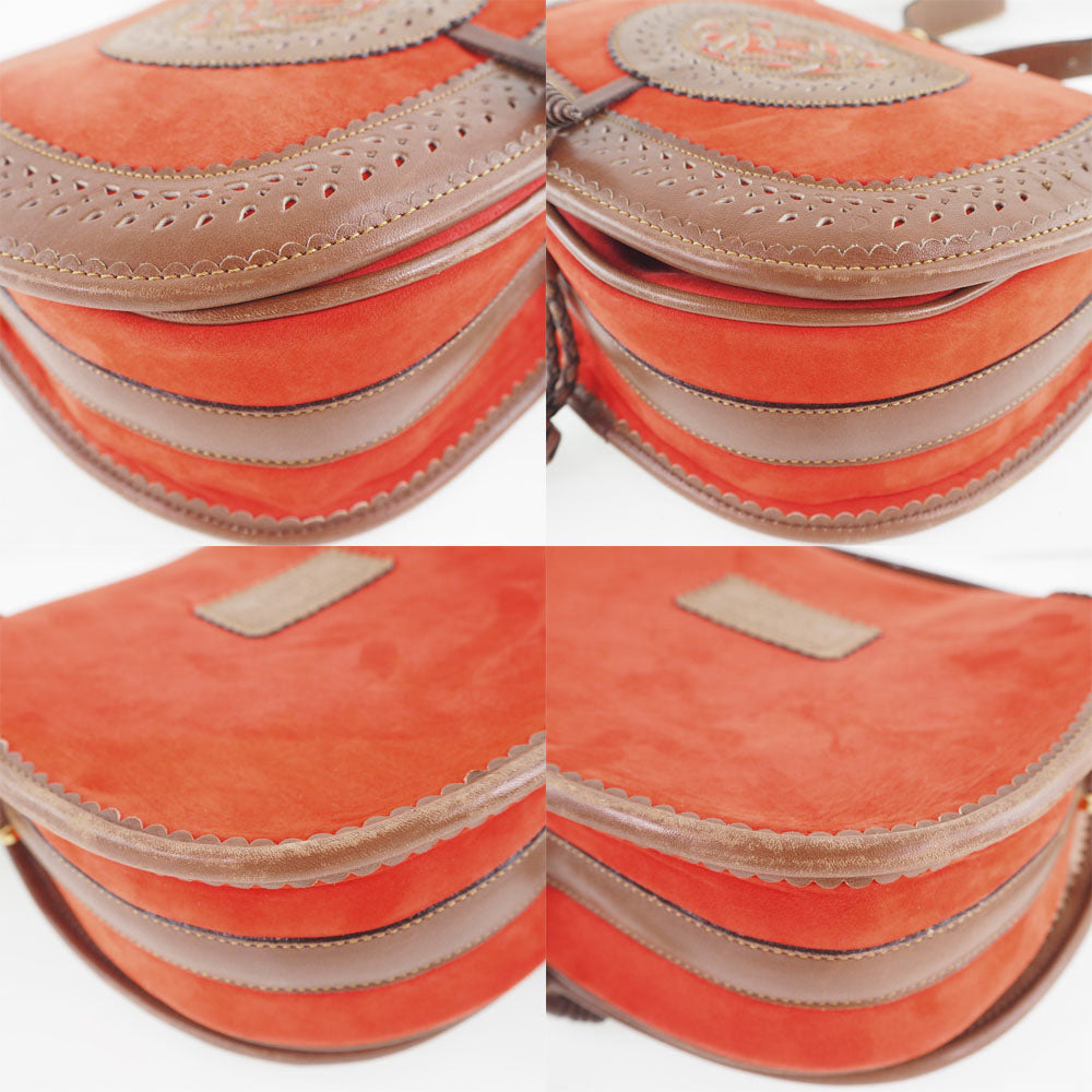 Loewe Shoulder Bag Suede, Leather Orange Anagram Seville Collection Women