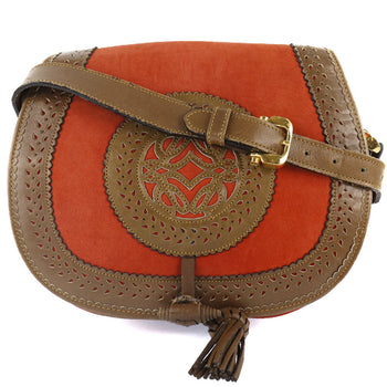 Loewe Shoulder Bag Suede, Leather Orange Anagram Seville Collection Women