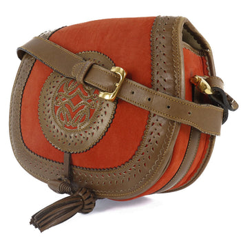 Loewe Shoulder Bag Suede, Leather Orange Anagram Seville Collection Women