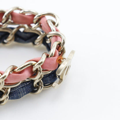 Chanel Bracelet Metal, Denim Silver Chain 2 Coco Mark Women