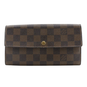 Louis Vuitton Long Wallet Purse N61724 Damier Canvas Brown Pochette Porto Monnet Credit