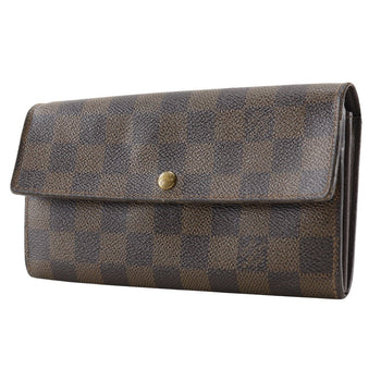 Louis Vuitton Long Wallet Purse N61724 Damier Canvas Brown Pochette Porto Monnet Credit