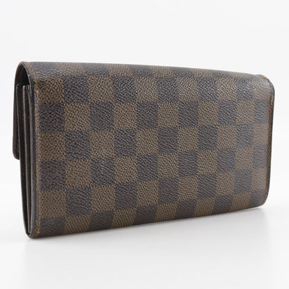 Louis Vuitton Long Wallet Purse N61724 Damier Canvas Brown Pochette Porto Monnet Credit