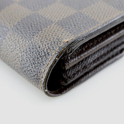Louis Vuitton Long Wallet Purse N61724 Damier Canvas Brown Pochette Porto Monnet Credit
