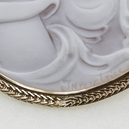 Jewelry Brooch K18 Yellow Gold Gold Cameo Women