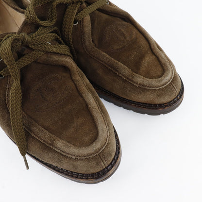 Chanel Moccasin Suede Brown Coco Mark Women 36