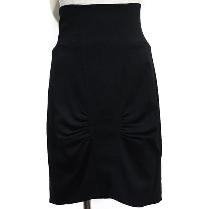 Chanel Skirt 08A P33857V12627 Wool Black High Waist Tight Women 38