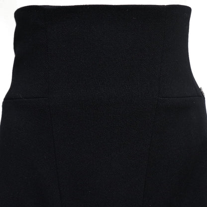 Chanel Skirt 08A P33857V12627 Wool Black High Waist Tight Women 38