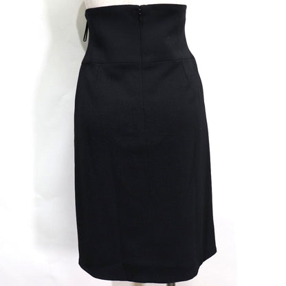 Chanel Skirt 08A P33857V12627 Wool Black High Waist Tight Women 38