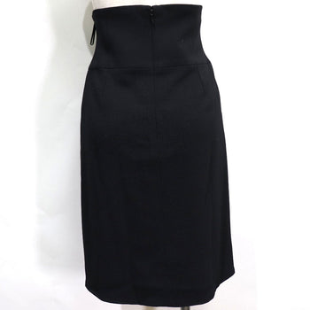Chanel Skirt 08A P33857V12627 Wool Black High Waist Tight Women 38