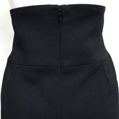 Chanel Skirt 08A P33857V12627 Wool Black High Waist Tight Women 38