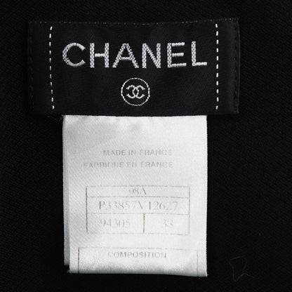 Chanel Skirt 08A P33857V12627 Wool Black High Waist Tight Women 38