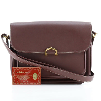 Cartier Shoulder Bag Calfskin Bordeaux Vintage Must Line Women