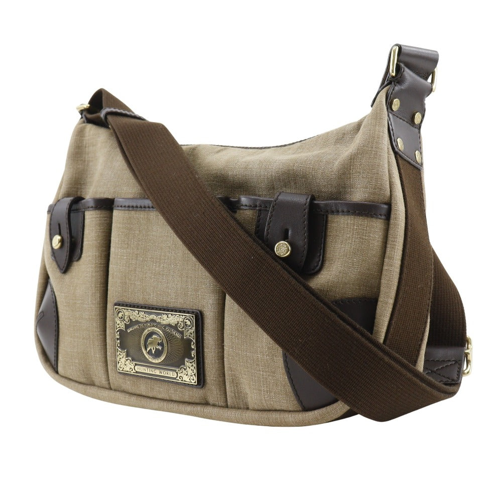 Hunting World Shoulder Bag Canvas Beige Women