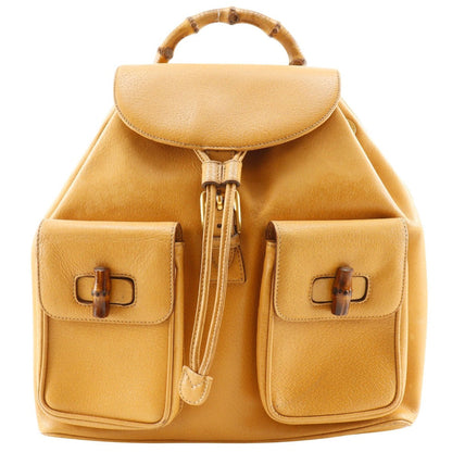 Gucci Backpack 003.2058.0016 Calfskin Yellow Bamboo Backpack Women