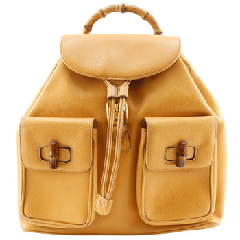 Gucci Backpack 003.2058.0016 Calfskin Yellow Bamboo Backpack Women
