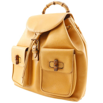 Gucci Backpack 003.2058.0016 Calfskin Yellow Bamboo Backpack Women