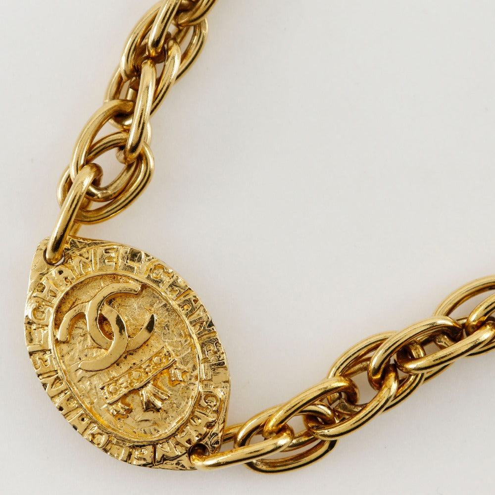 Chanel Necklace Plated Gold Gold Vintage Long Coco Mark Women