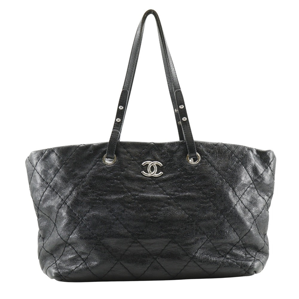 Chanel Tote Bag A48019 Leather Black Coco Mark On The Load Women