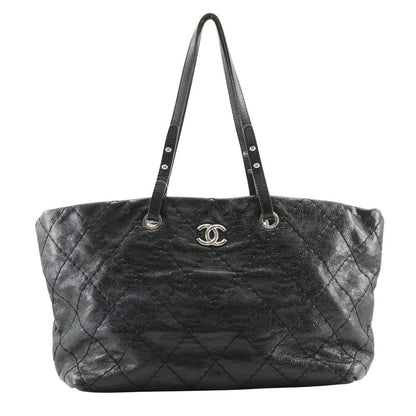Chanel Tote Bag A48019 Leather Black Coco Mark On The Load Women