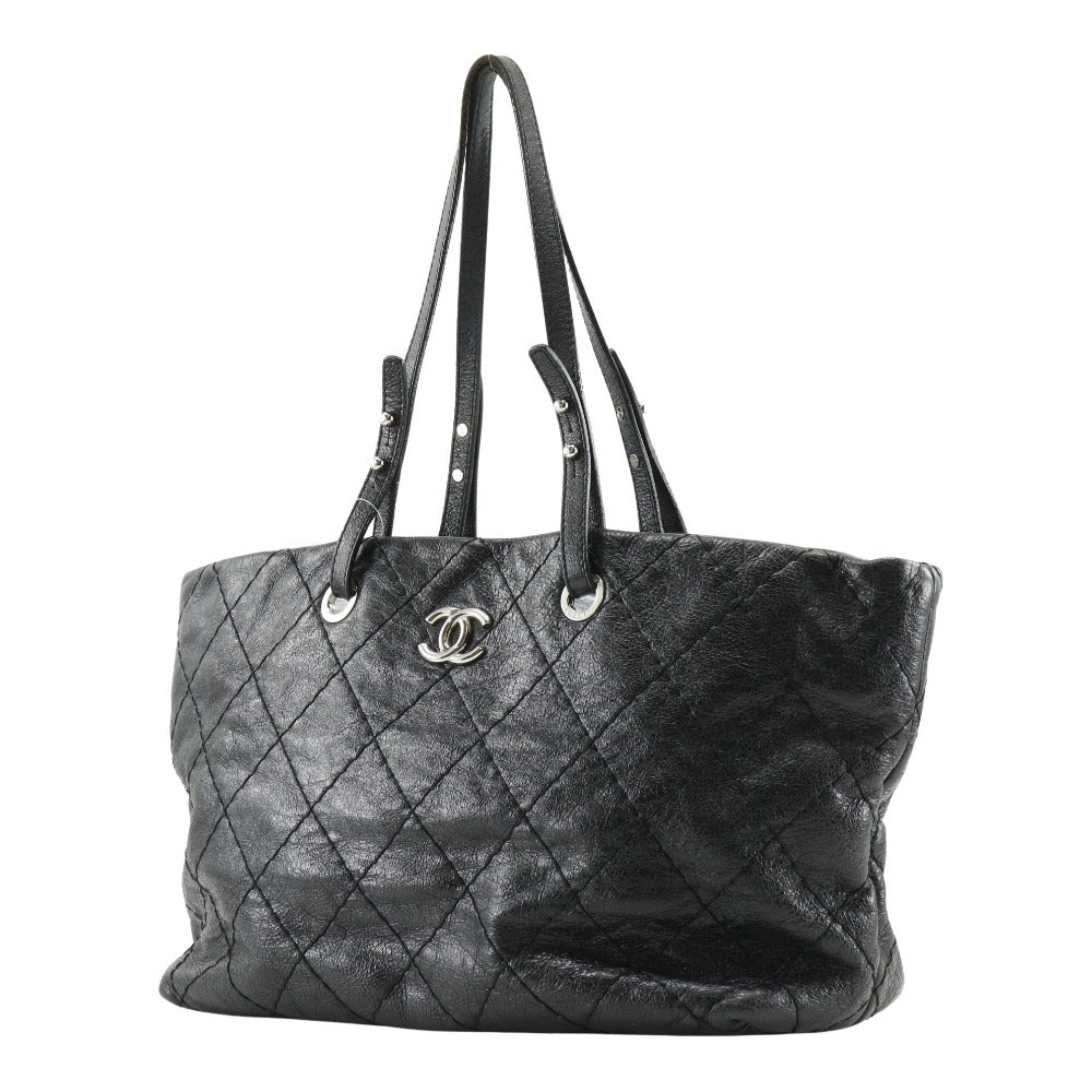 Chanel Tote Bag A48019 Leather Black Coco Mark On The Load Women