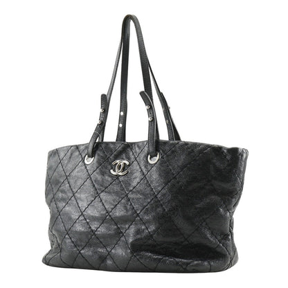Chanel Tote Bag A48019 Leather Black Coco Mark On The Load Women