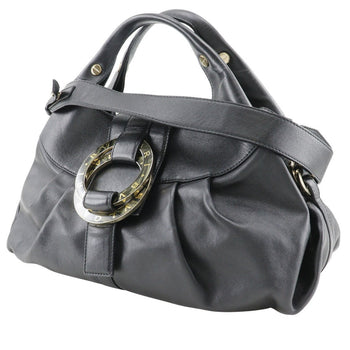 Bvlgari Handbag Leather Black 2Wayshoulder Chandra Women