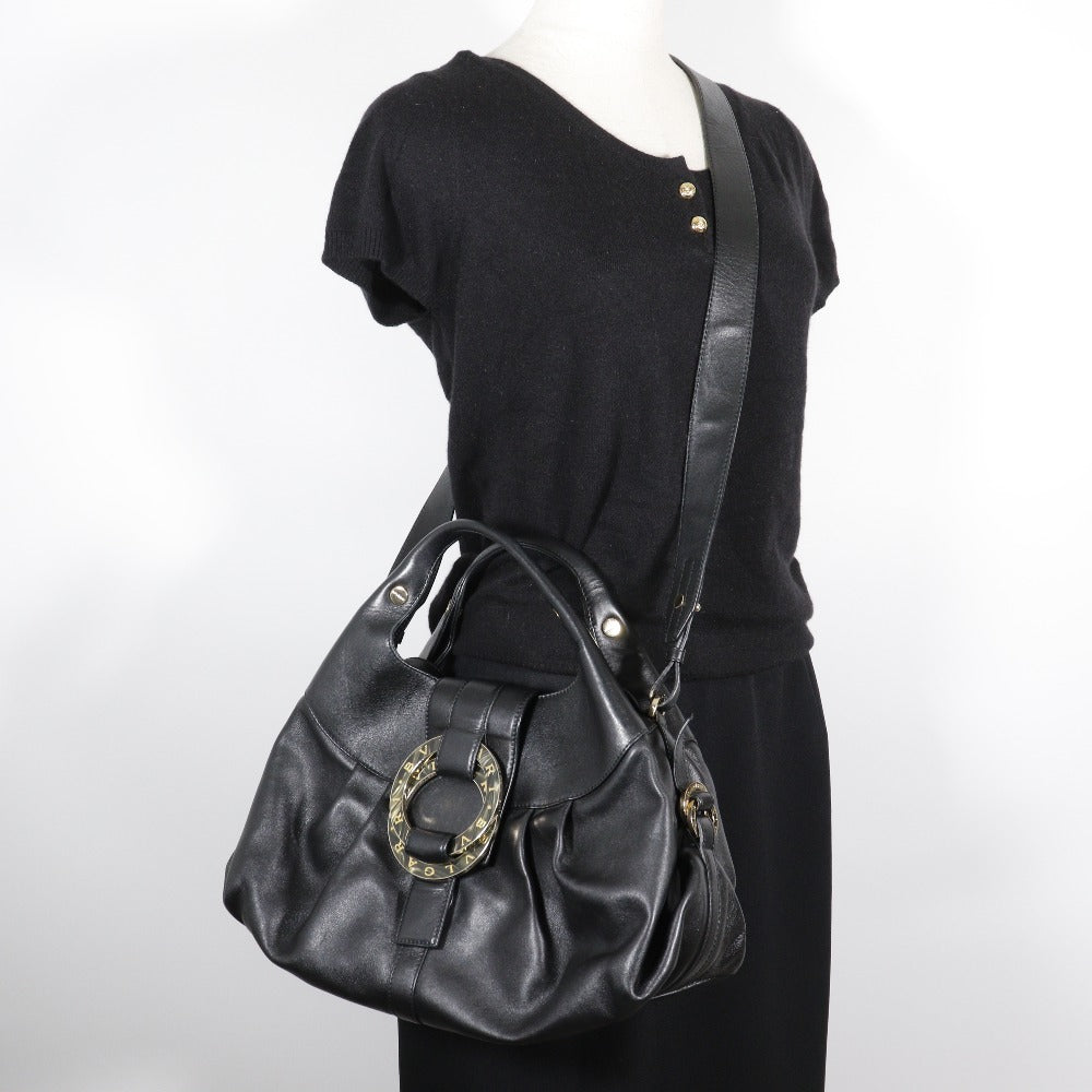 Bvlgari Handbag Leather Black 2Wayshoulder Chandra Women