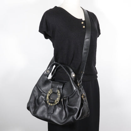 Bvlgari Handbag Leather Black 2Wayshoulder Chandra Women