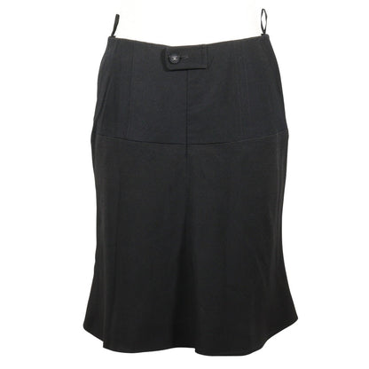 Chanel Skirt P06354W02290 Acetate, Rayon Black Coco Mark Button Flare Skirt Women 40