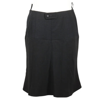 Chanel Skirt P06354W02290 Acetate, Rayon Black Coco Mark Button Flare Skirt Women 40