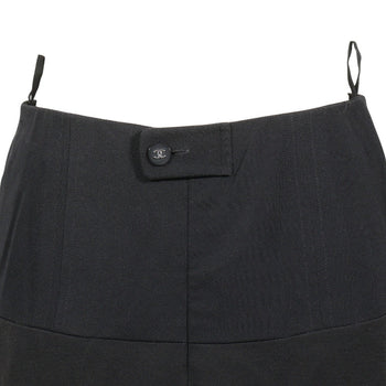 Chanel Skirt P06354W02290 Acetate, Rayon Black Coco Mark Button Flare Skirt Women 40