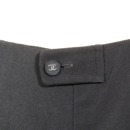 Chanel Skirt P06354W02290 Acetate, Rayon Black Coco Mark Button Flare Skirt Women 40