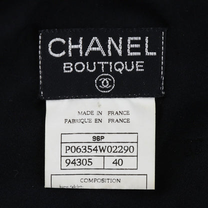 Chanel Skirt P06354W02290 Acetate, Rayon Black Coco Mark Button Flare Skirt Women 40